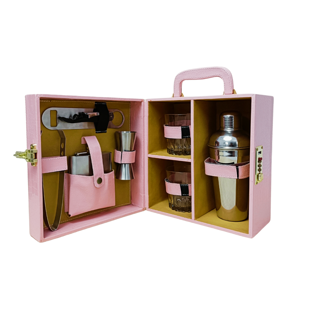 Pink Bar Set Wine Box – 2 Glasses