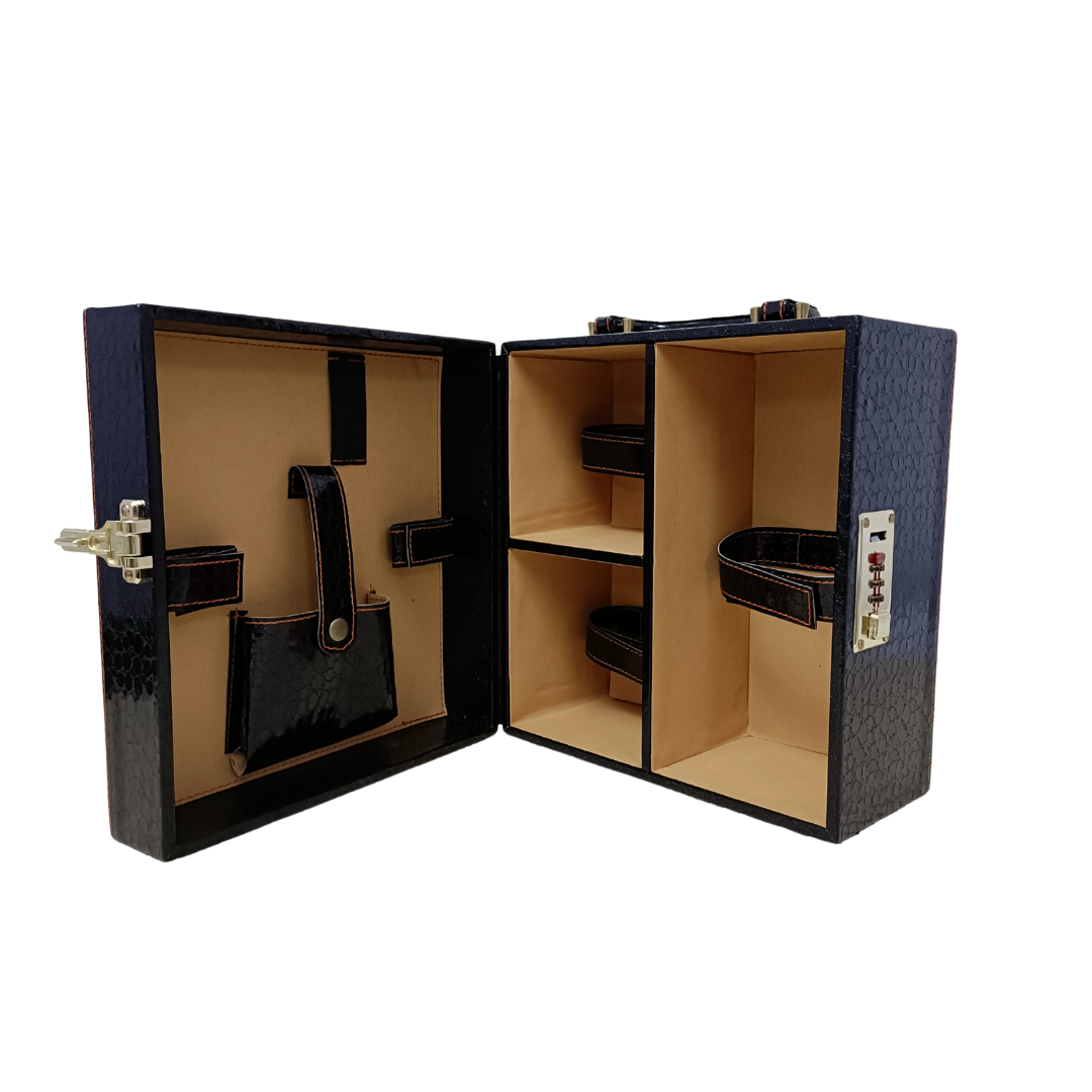 Leather 'O' Crafts Premium Brown Bar Set Wine Box – 2 Glasses, Shaker & Bar Accessories | Luxury Portable Bar Kit