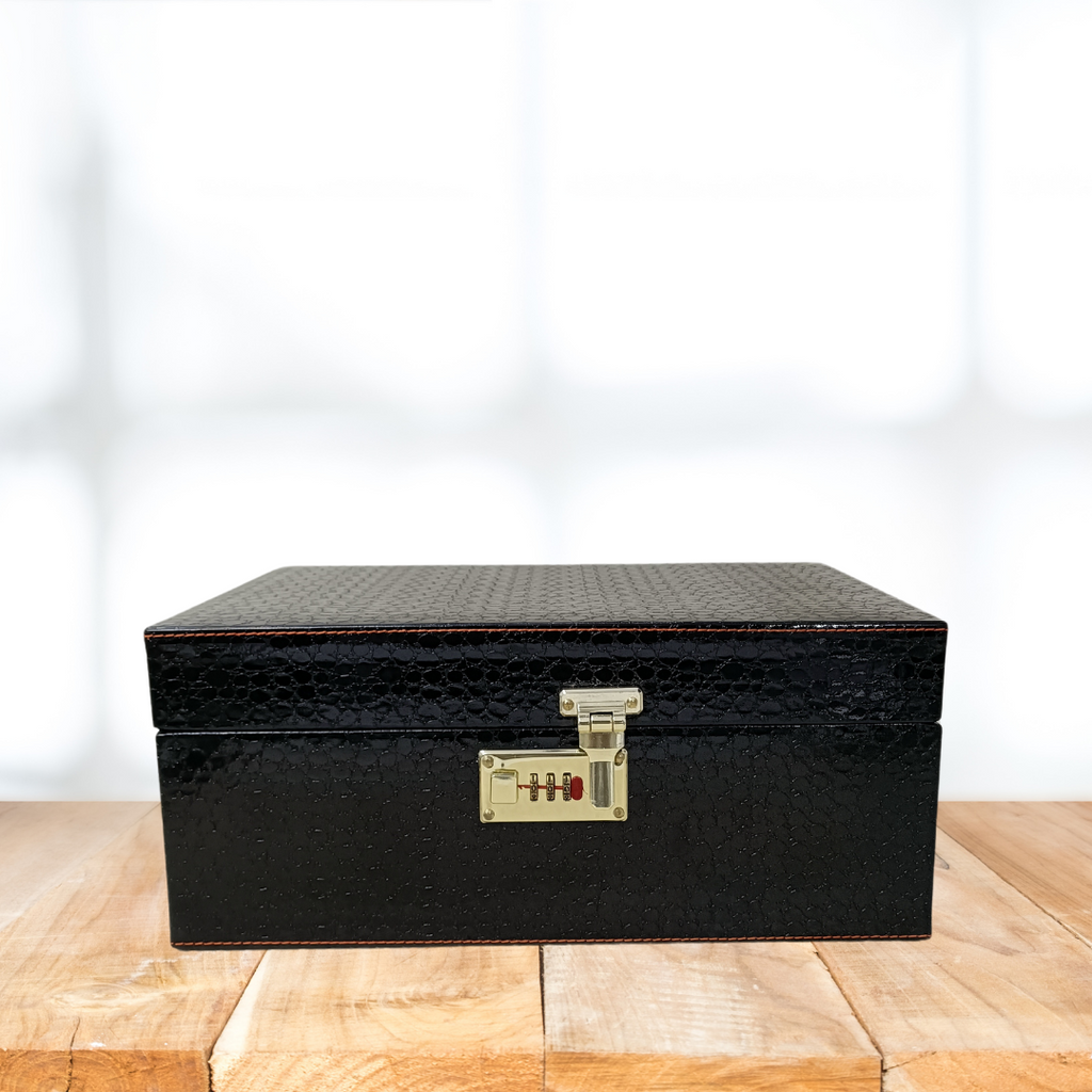 Croco Black 3-Glass Wine Box