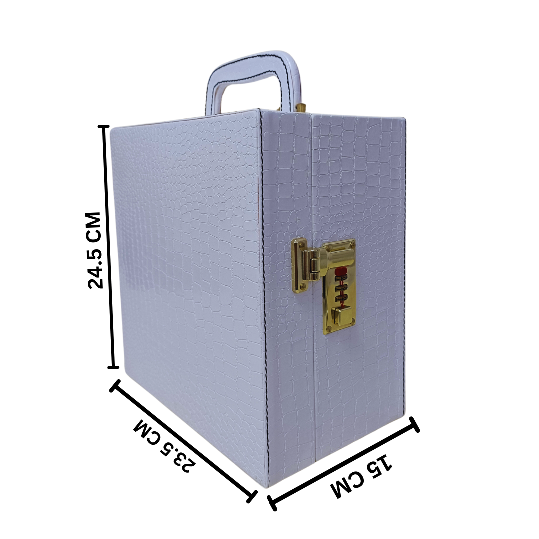 Leather 'O' Crafts Premium White Bar Set Wine Box – 2 Glasses, Shaker & Bar Accessories | Luxury Portable Bar Kit